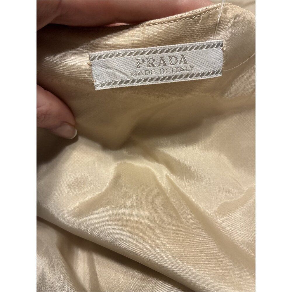 Prada Authentic Solid Light Beige Linen Cotton Ta… - image 3